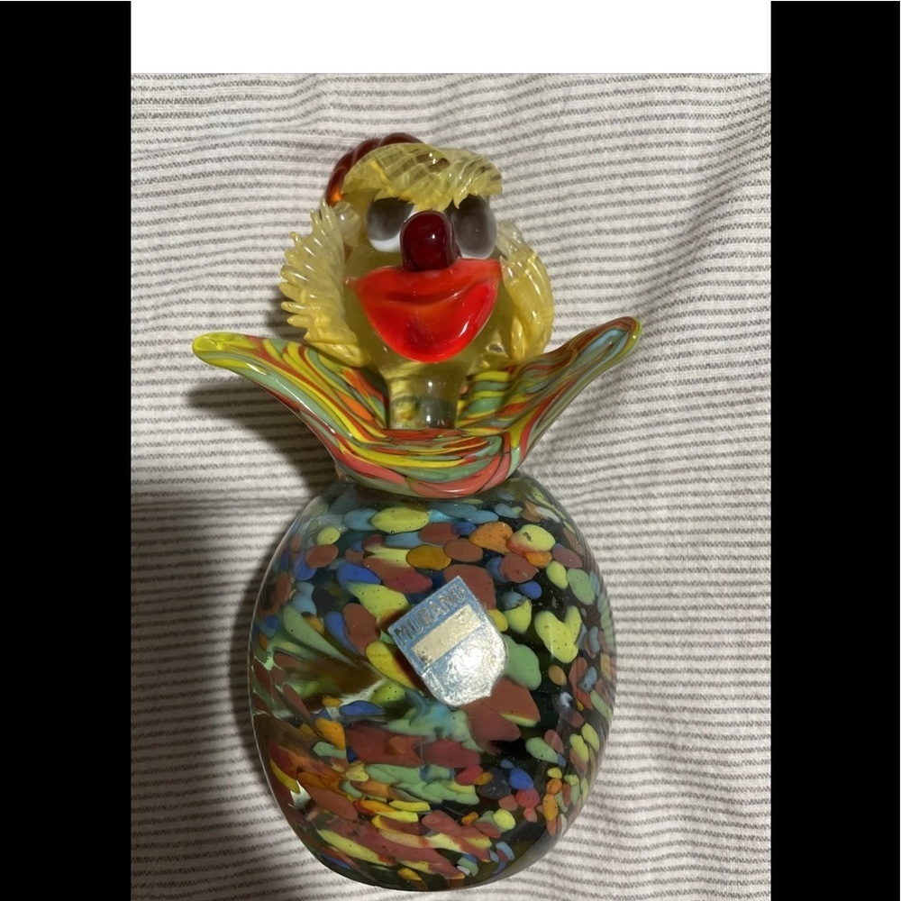 Murano Glass Clown Figurine - 6" Multicolored